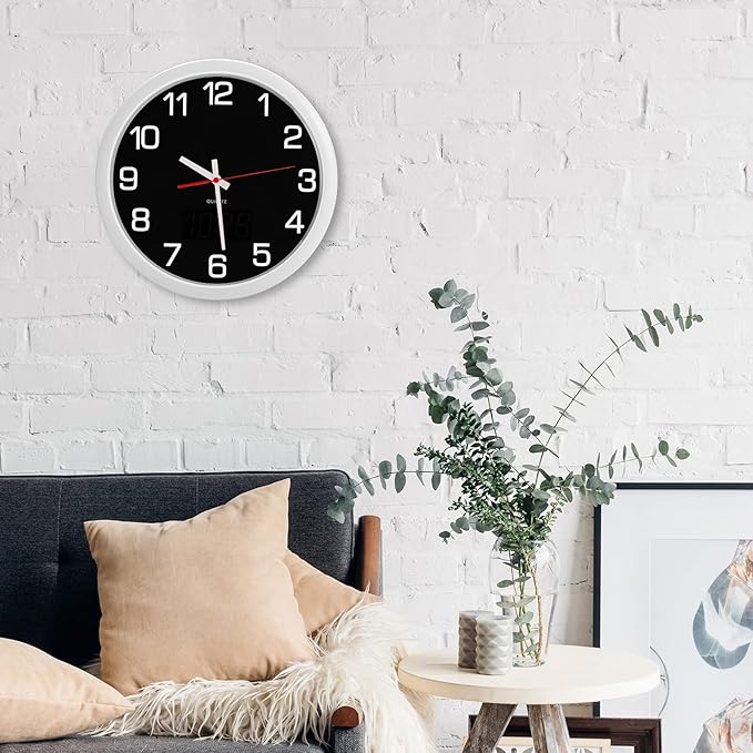Night Light Wall Clock Battery Operated with LED Display, 12 Inch Silent Non-Ticking Quartz Wall Clock for Bedrooms, Classroom, Kitchen, Living Room