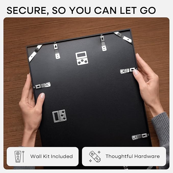 Homeforia 20x30 Poster Frame Black, High End Metal 20 x 30 Picture Frames with Mat 16 by 24 inch Photo, 30x20 Large Frame for Wall, 20x30 Thin Frame Matted to 16x24, Tempered Glass, Wall Kit, Set of 2
