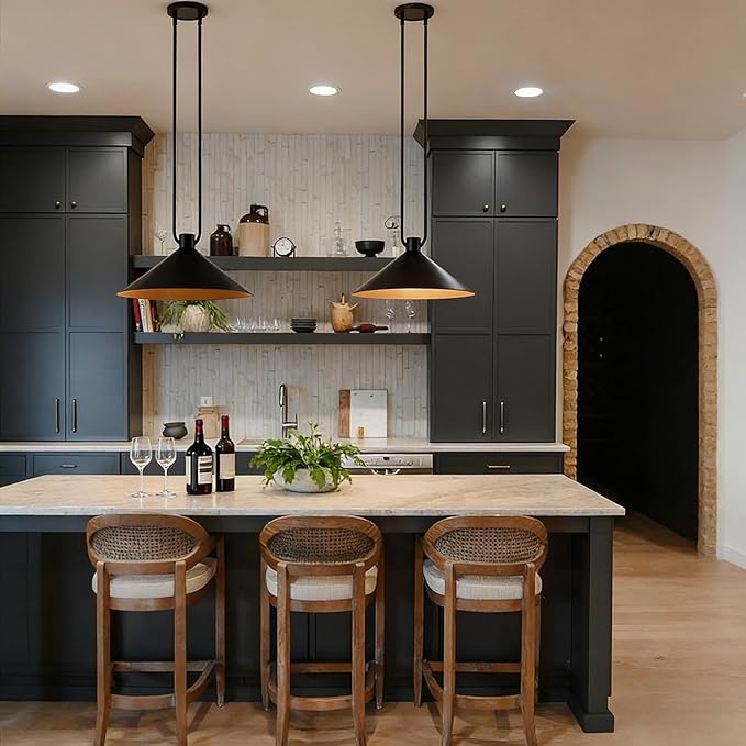 Elegant Matte Black Cone Pendant Light, Minimalist Slender Tubing Pendant Light, Contemporary Cone Pendant for Bedroom, Living Room, Dining Room, Entrance