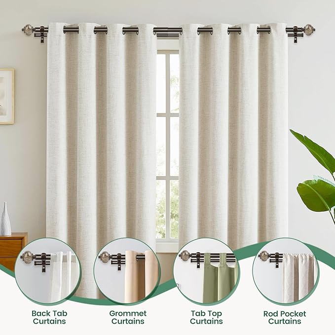 KAMANINA 1 Inch Double Curtain Rod 66 to 120 Inches (5.5-10ft), Bronze Telescoping Curtain Rods for Windows 54 to 115 inches, Heavy Duty Dual Drapery Rods with Marbled Finials