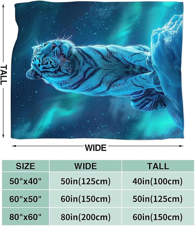 Tijuboni White Tiger Throw Blanket Tiger Gifts for Girls Boys Women Men Kids Adults Soft Flannel Fleece Blanket for Couch Sofa Bed Home Decor 60"x80"