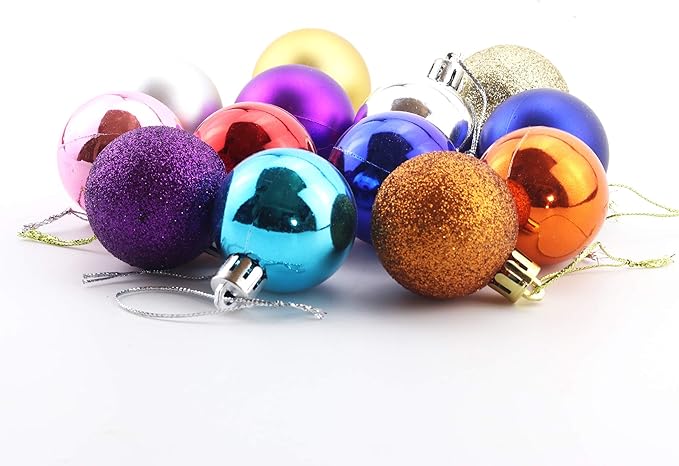 Bestjybt 24pcs 1.18" Small Christmas Ball Ornaments Shatterproof Christmas Decorations Tree Balls for Holiday Wedding Party Decoration, Tree Ornaments Hooks Included (Red, 3cm/1.18")