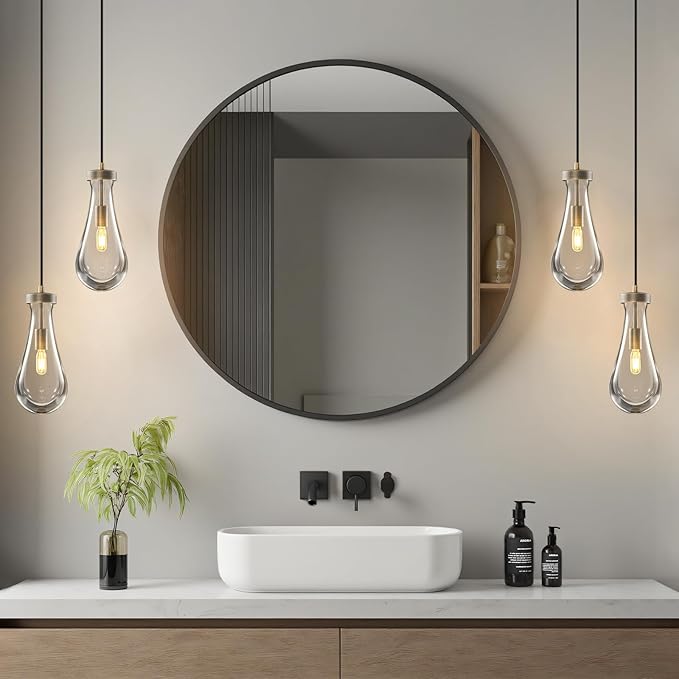 Raindrop Pendant Lights Kitchen Island: 2 Head Vintage Copper Teardrop Hanging Light - Durable Crystal Pendants Light over Dining Table - Raindrop Lighting Fixture for Bedroom Hallway Bulb Included