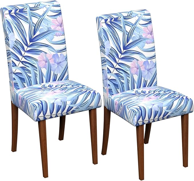 Stretch Dining Chair Covers Set of 2,Floral Print Chair Covers,Soft Removable Washable,Pet Friendly Furniture Protector,Universal Chair Slipcovers for Home, Kitchen,Ceremony Dining Room Seat