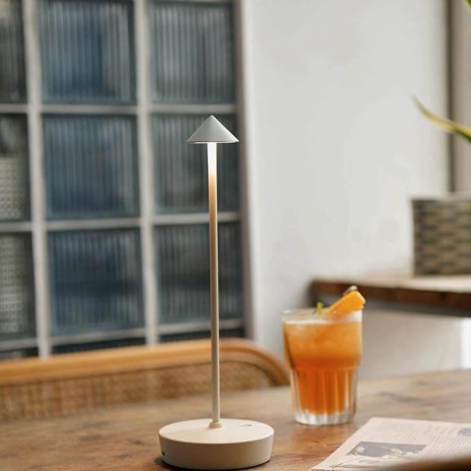 Rechargeable Cordless Table Lamp, 6000mAh LED Battery Operated Desk Lamp Touch 3 Color Stepless Dimming Portable Outdoor Waterproof Table Light for Patio/Restaurant/Dining/Home (White)
