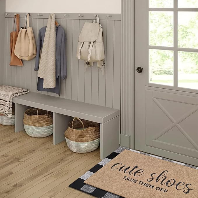 Indoor for Front Door Welcome Mat Outdoor Large 24"x 36" for Outside Home Entry Cute Shoes Door Entryway Non Slip Entrance Mats to Bedroom Bathroom Shoe Scraper Easy to Clean Doormat Brown