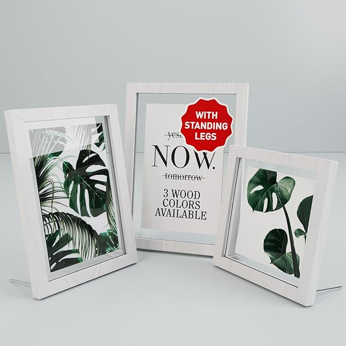 Floating Picture Frames-Floating Photo Frame 3 Pcs Glass Floating Frame Two Sided Picture Frame Large Floating Frame Square Floating Frame Picture Frames with UV Protection Floating Wood Gallery Frame