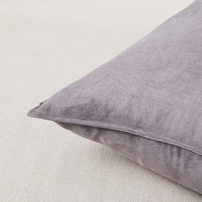 Fancy Homi 2 Packs Premium Faux Suede Decorative Throw Pillow Covers, Super Soft Square Pillow Case,Solid Cushion Cover for Couch/Sofa/Bedroom (18" x 18", Set of 2, Gray)