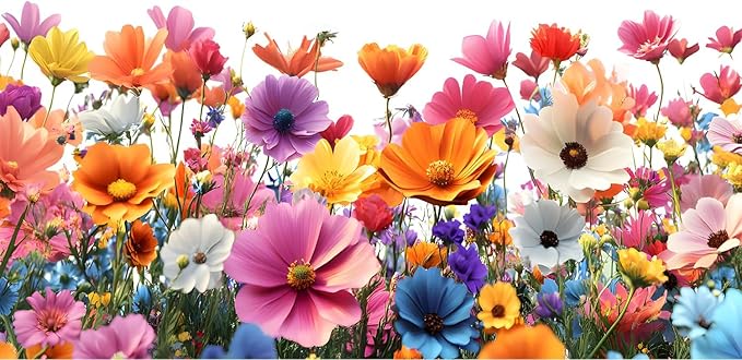 Realistic Wildflower Wall Decals | Peel and Stick Floral Wall Stickers – Removable Colorful Garden Bloom Vinyl Décor for Wall, Window, Entryway, Hallway, Office, or Seasonal Displays