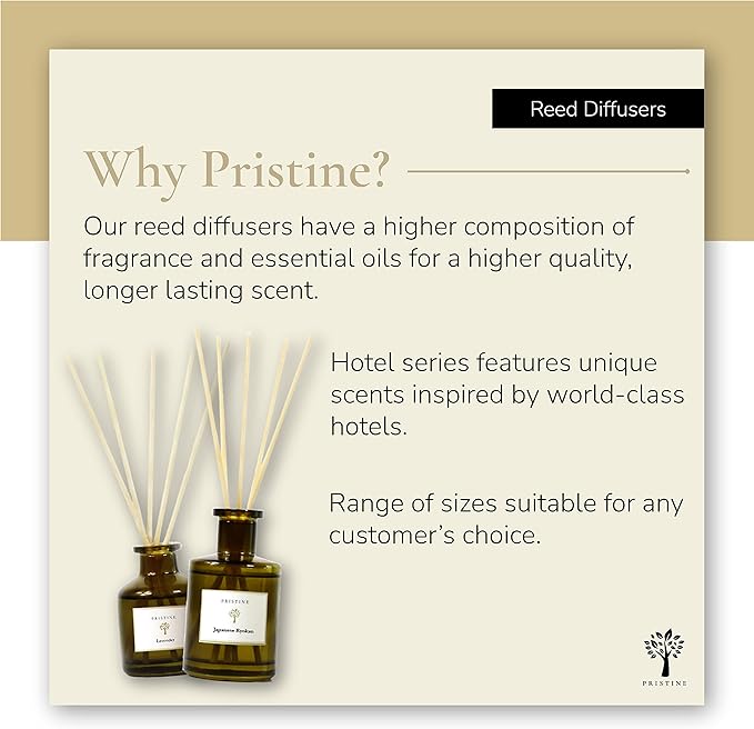 PRISTINE Maldives Villa/Inspired by Marriott Hotel Reed Diffuser for Home | Citrusy Grapefruit, Apple/Ocean Breeze/Sandalwood Oil Reed Diffuser Set & Reed Diffuser Sticks | Home Decor Scent Diffuser