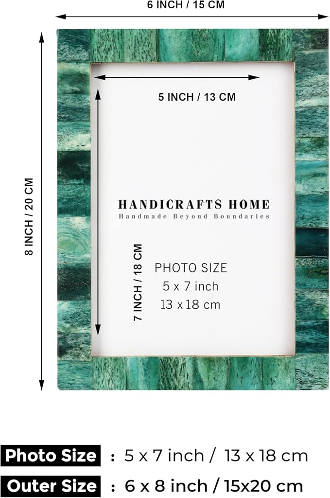 Handicrafts Home Decorative Picture Frame Wooden Photo Frame and Collage (Green, 5x7)