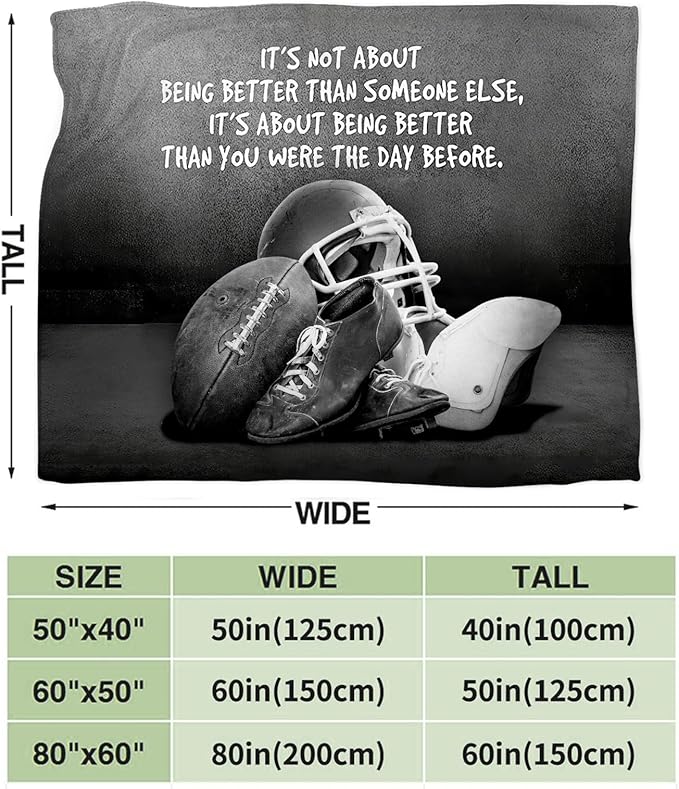Tijuboni Football Sports Throw Blanket Rugby Gifts for Men Boys Women Girls Kids Adults Soft Flannel Fleece Blanket for Couch Sofa Bed Home Decor 50"x60"