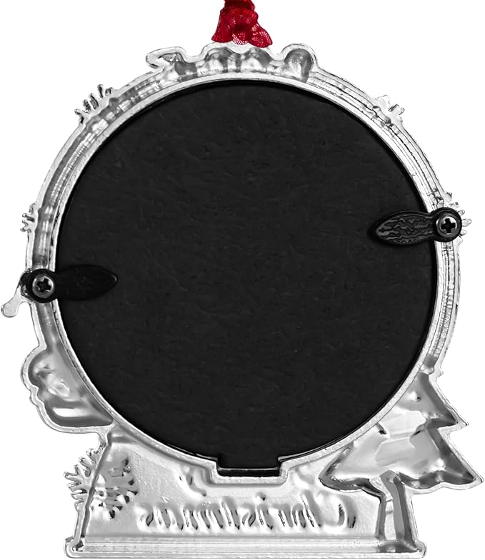 2025 Christmas Tree Ornaments Picture Frame Ornament- Made of Zinc Alloy Glitter Powder Pendant 2.5 Inch Picture Frame for Pet and Baby Holiday Keepsake Gift(Snowman,2025)