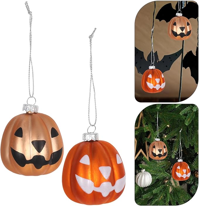 Unomor 12pcs Shatterproof Plastic Halloween Pumpkin Ornaments Mini Hanging Ball Decorations for Tree Spooky Fall Party Supplies Indoor Outdoor Seasonal Decor