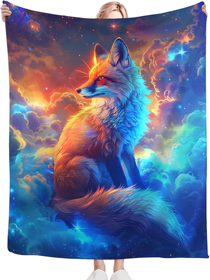 Tijuboni Fox Throw Blanket Fox Gifts for Girls Boys Women Men Kids Adults Soft Flannel Fleece Blanket for Couch Sofa Bed Home Decor 60"x80"
