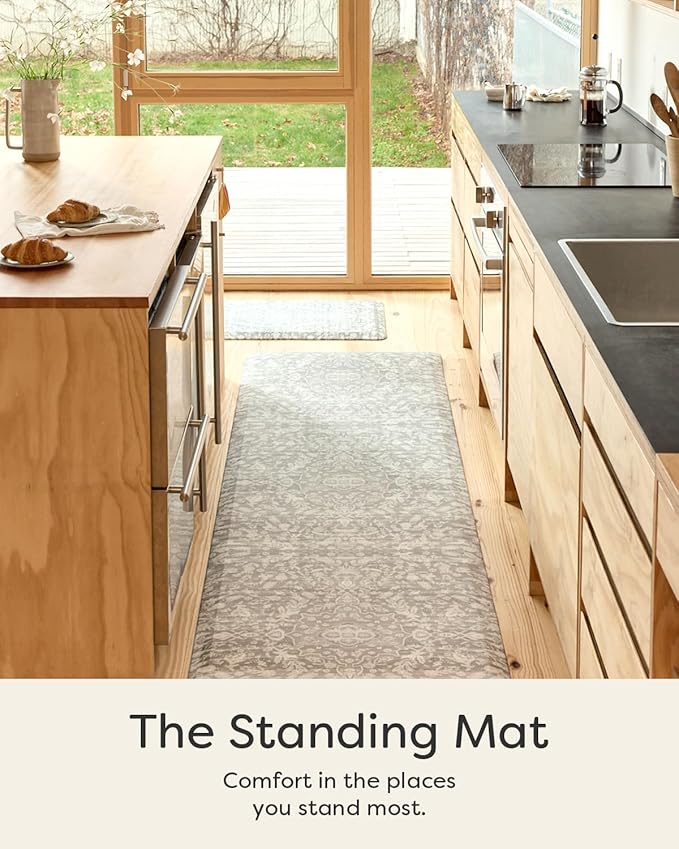 House of Noa Nama Standing Mat – Anti-Fatigue Cushioned Kitchen Mats for Floor | Ergonomic Bounce-Back Foam Kitchen Mats | Anti-Fatigue Mats for Kitchen & Standing | Emile Earl Grey | 22" x 72"