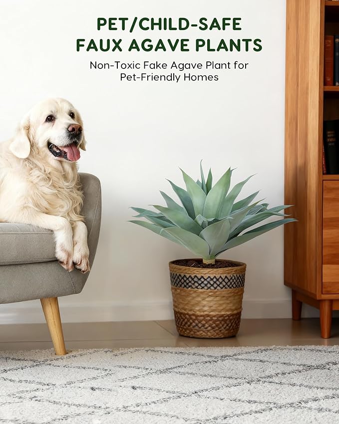 Velener Artificial Outdoor Blue Agave Plant - Small Size UV Resistant Fake Agave Plants for Indoor and Outdoor Decor(28 Inch)-2 Pack