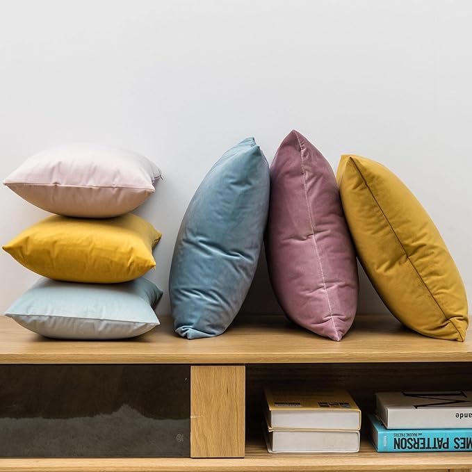 JUSPURBET Decorative Pillow Covers Set of 2 Velvet Throw Pillow Covers for Couch Sofa Bed Soft Cushion Covers Cases with Hidden Zipper for Living Room Home Decor 16x16 inch,Pink Purple