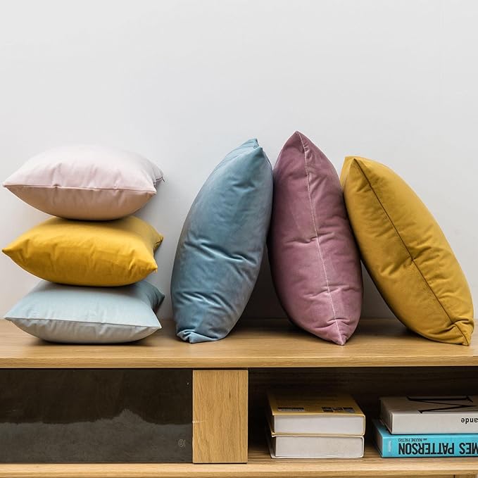 JUSPURBET Decorative Pillow Covers Set of 2 Velvet Throw Pillow Covers for Couch Sofa Bed Soft Euro Cushion Covers Cases with Hidden Zipper for Living Room Home Decor 28x28 inch,Pink Purple