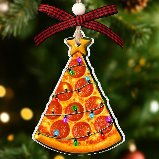 Pizza Ornament - Pizza Ornaments for Christmas Tree - Gifts for Pizza Lovers - Food Ornaments for Christmas Tree - Food Lovers Gifts for Women, Men - Acrylic Pepperoni & Cheese Pizza Ornament 2025