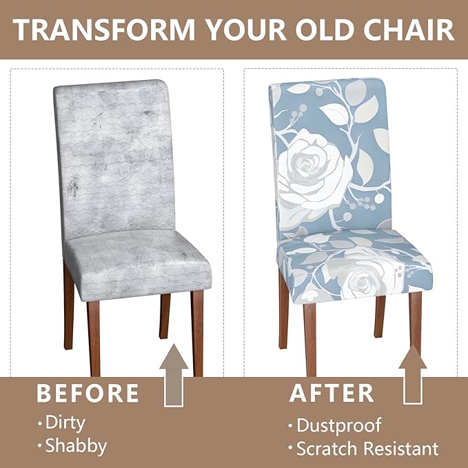 Stretch Dining Chair Covers Set of 2,Floral Print Chair Covers,Soft Removable Washable,Pet Friendly Furniture Protector,Universal Chair Slipcovers for Home, Kitchen,Ceremony Dining Room Seat
