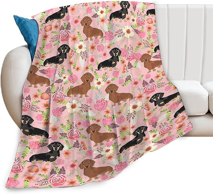 Tijuboni Dachshund Throw Blanket Dog Gifts for Girls Boys Women Men Kids Adults Soft Flannel Fleece Blanket for Couch Sofa Bed Home Decor 50"x60"