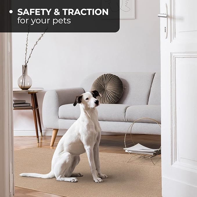 House, Home and More Skid-Resistant Carpet Indoor Area Rug Floor Mat - Pebble Beige - 4 Ft X 6 Ft - Non Slip Rubber Backing, Stain Resistant, Dog Friendly, Living Room Bedroom Kitchen Entryway