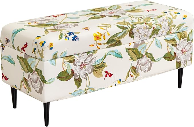 CRFATOP Printed Rectangle Ottoman Stool Cover Stretch Folding Storage Footstool Bench Slipcovers Upholstered Foot Chest Chair Covers Washable Entryway Furniture Protector with Elastic Bands,M,02