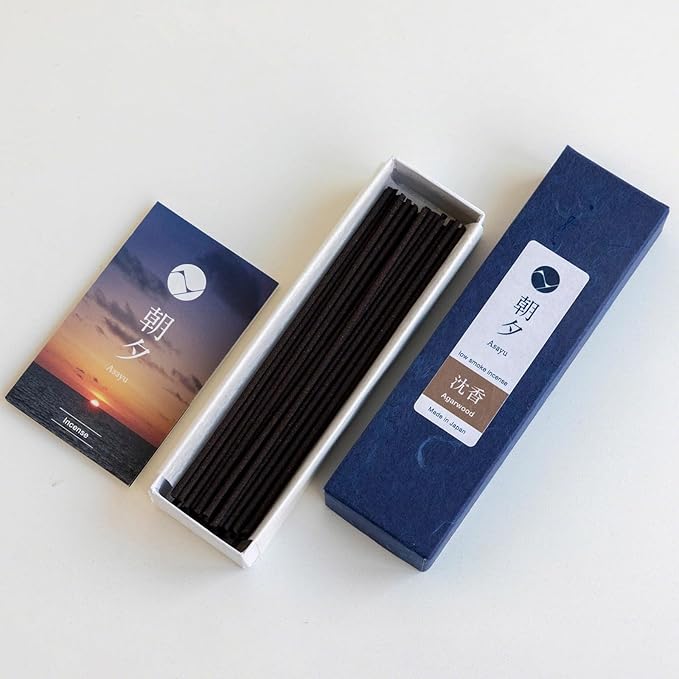 Asayu Japan Natural Low Smoke Agarwood Incense Sticks, Sample Size Japanese Incense for Evening Relaxation, Yoga, Meditation. Smokeless Incense with Less Irritation and Non-Toxic