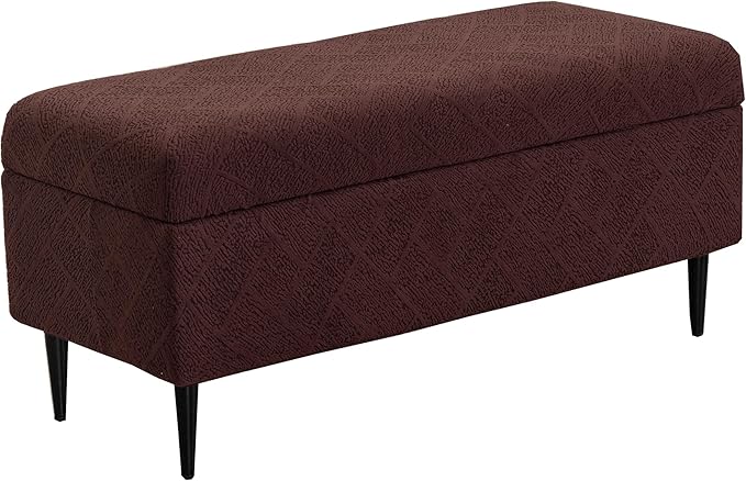 CRFATOP Jacquard Rectangle Ottoman Stool Cover Stretch Folding Storage Footstool Bench Slipcovers Upholstered Foot Chest Chair Covers Washable Entryway Furniture Protector with Elastic Bands,S,Coffee