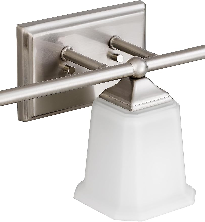 Nox Vintage 3-Light Vanity Light Modern Wall Sconce Lighting Brushed Nickel with White Glass Shade for Bathroom, Hallway, Entryway, Kitchen, Mirror, Laundry Room