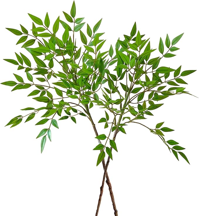 2 Pcs Fake Plants Green Nandian 35.4 Inch Greenery Stems for Vase Decor, Artificial Plants Faux Branches for Vase Filler Fake Leaves Office Home Decor