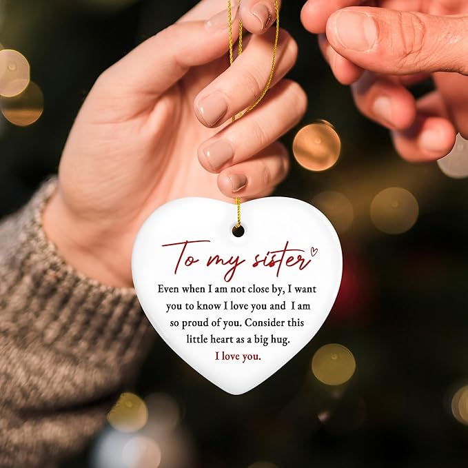 GEEMBI Christmas Sister Gifts for Women - Ceramic Christmas Ornaments 2025 for Tree Decorations - Soul Sister Birthday Appreciation Gifts for Sisters, Stocking Stuffers for Women, Sisters Ornament