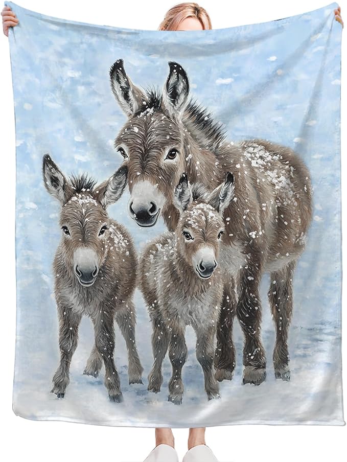 Tijuboni Donkey Throw Blanket Donkey Gifts for Girls Boys Women Men Kids Adults Soft Flannel Fleece Blanket for Couch Sofa Bed Home Decor 40"x50"