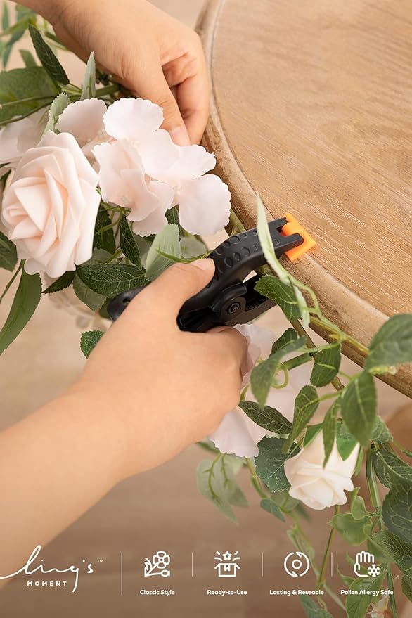 Ling's moment 2PCS Blush Cream Artificial Floral Swags Wedding Arch Flowers Rose Garland Centerpieces Greenery Arrangements for Sweetheart/Head Table Easel Wall Entryway Board Backdrop