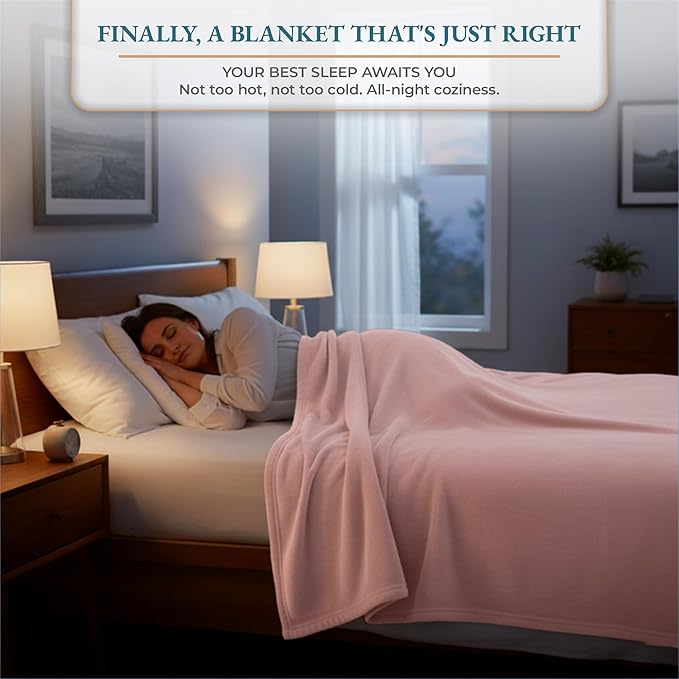 Casa Platino Queen Size Blanket – Pink Lightweight Fleece Throw for Bed or Sofa – Soft & Cozy Flannel 90x90 Blanket for Women, Teens or Dorms