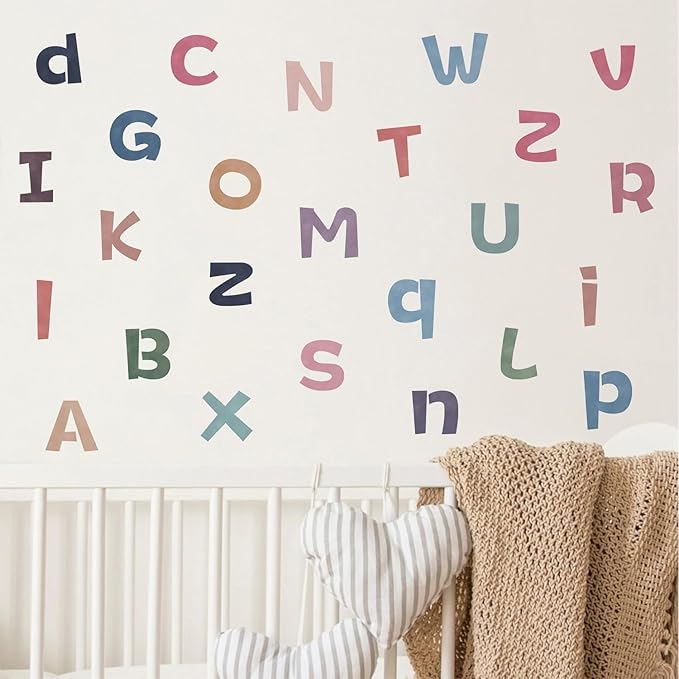 Large Alphabet Stickers, Peel and Stick Colorful Letters Wall Decals, Multicolor Early Learning Decor for Bulletin Board Classroom Window Door Mailbox Home Decor
