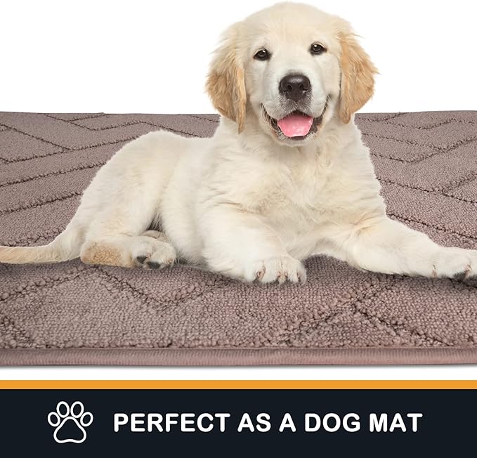 PURRUGS Dirt Trapping Door Mat 32" x 47", Non-Slip Machine Washable Entry Rug, Dog Doormat, Indoor Front Door Mat, Super Absorbent Entryway Rug for Muddy Shoes & Paws, Grayish Brown