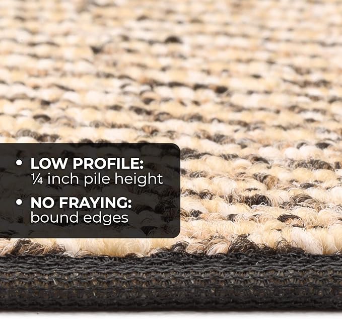 House, Home and More Skid-Resistant Carpet Indoor Area Rug Floor Mat - Black Ripple - 4 Ft X 4 Ft - Non Slip Rubber Backing, Stain Resistant, Dog Friendly, Living Room Bedroom Kitchen Entryway
