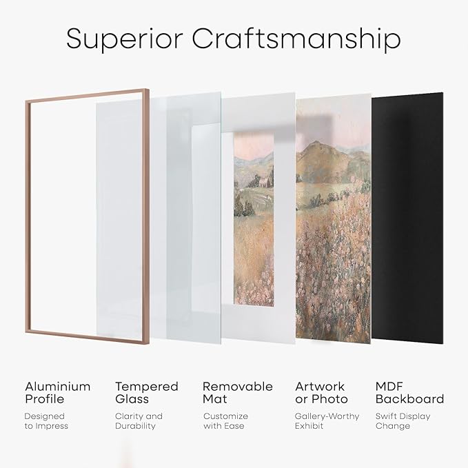Homeforia A3 Picture Frame Mocha, High End Metal 11.7 x 16.5 inch Poster Frames with Mat 8.3 x 11.7 for Photo, A3 Size Frames Matted to A4 Print, 11.7x16.5 Wall Hanging Frame, Tempered Glass, Set of 1
