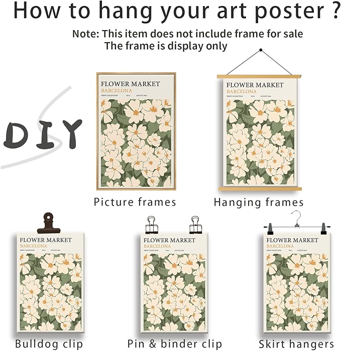 Zzuyi Flower Market poster Decor Green And White Fresh Art poster Canvas poster for Living Room, Bed Room, Office Home Decoration Gift- 20X30 In Unframed