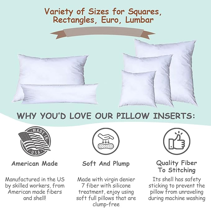 Pillowflex Synthetic Down Pillow Insert - 14x18 Down Alternative Pillow, Ultra Soft, Small Rectangle, Lumbar, Travel, Neck, Sleeping Pillow - 1 Decorative Pillow Form