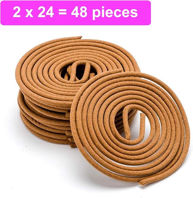 Sandalwood Coils Incense Natural 48 Pieces for Incense Holder Burner Home Decor Indoor Aroma 4 Hours