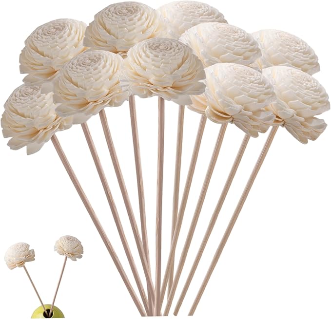 10PCS Diffuser Sticks, 2 Inch Chrysanthemum Flower Diffuser Reeds Sticks Aroma Fragrance for Home Office Bathroom Decor