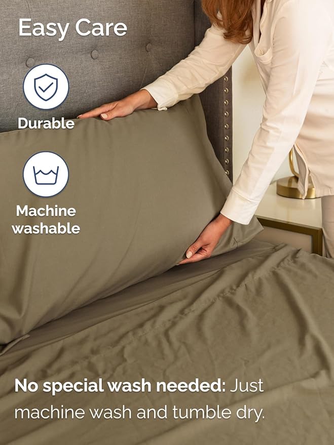 Extra Deep Queen Sheet Set - 6 Piece Breathable and Cooling Sheets - Hotel Luxury Bed Sheets Set - Easy & Secure Fit - Soft, Wrinkle Free and Comfy Sheets Set - Khaki Sheet Set with Extra Deep Pockets