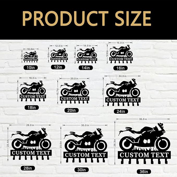 Personalized Motorcycle Key Holder for Wall Custom Family Name Metal Key Rack Key Hooks for Wall Key Rack Coat Hooks Personalized Gifts for Dad Garage