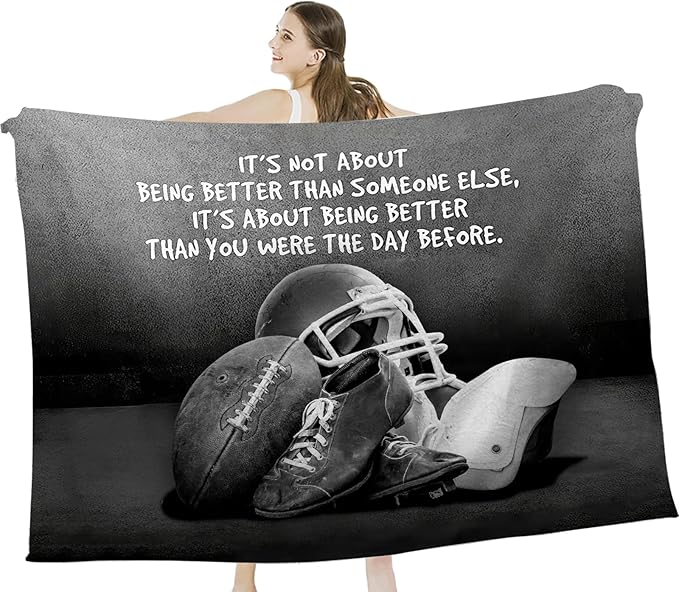 Tijuboni Football Sports Throw Blanket Rugby Gifts for Men Boys Women Girls Kids Adults Soft Flannel Fleece Blanket for Couch Sofa Bed Home Decor 40"x50"