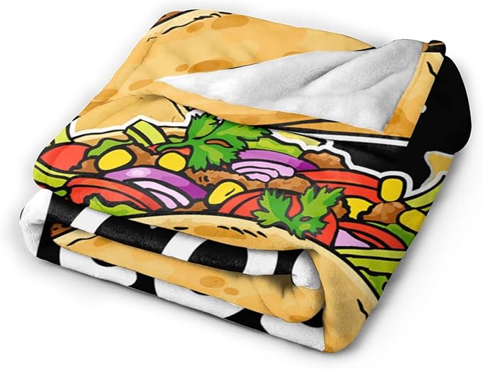 Tijuboni Tacos Throw Blanket Just A Girl Who Loves Tacos Gifts for Girls Boys Women Men Kids Adults Soft Flannel Fleece Blanket for Couch Sofa Bed Home Decor 60"x80"
