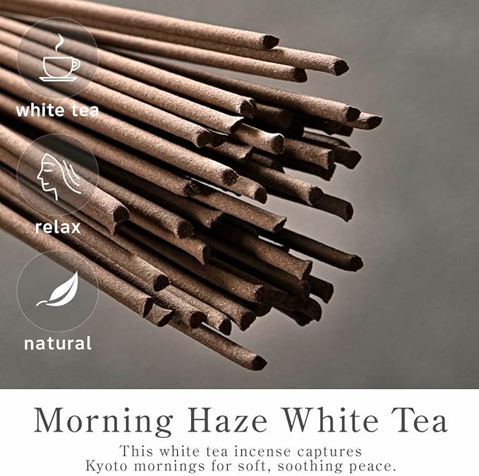 Kyoto White Tea Incense Sticks - Japanese Temple Aroma, Ideal for Relaxation & Meditation, Approx. 60 Sticks (0.044 Pounds) - Premium Quality Incense for Spiritual & Home Use Nagomikobo
