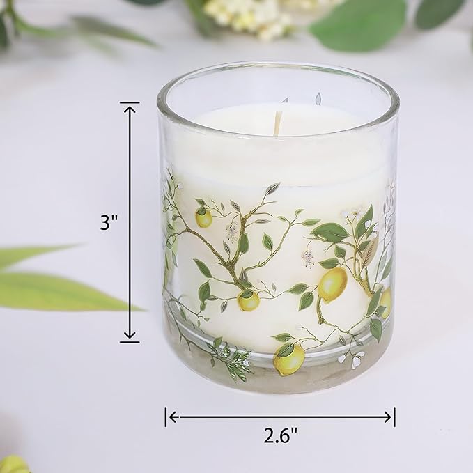 3 Pack Scented Candles Lemon Fragrance Soy Wax Glass Jar Candle Long Burn Time Birthday Candle Gift Set Stress Relief Aromatherapy Candles for Home Scented Christmas House Warming Decoration